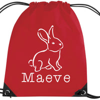 Personalised Illustrated Bunny with Name Drawstring Bag