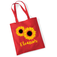 Personalised Sunflower Tote Bag with Yellow & Black Print
