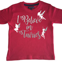 I Believe in Fairies T-shirt pour enfant avec imprimé scintillant argent et blanc 