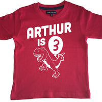 T-shirt personnalisé d'enfants de dinosaure d'anniversaire avec le nom et l'âge