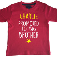 Personalised 'Promoted to Big Brother' with Your Name! Children's T Shirt