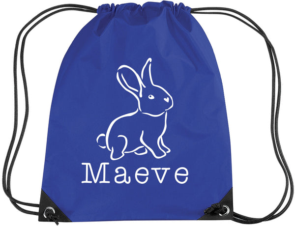 Personalised Illustrated Bunny with Name Drawstring Bag