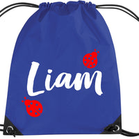 Personalised Ladybird and Name Drawstring Bag