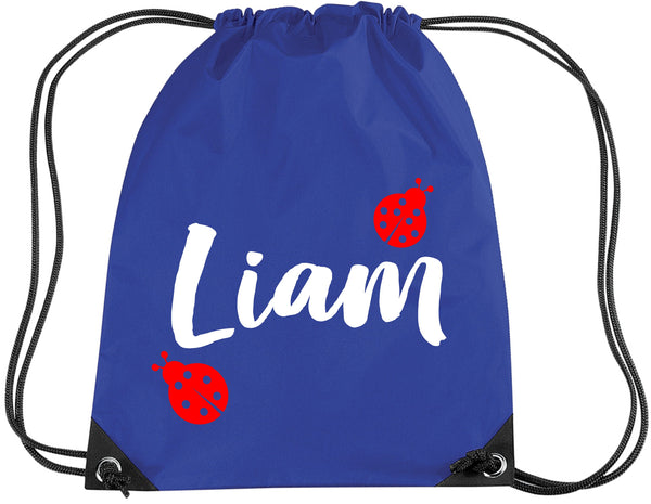 Personalised Ladybird and Name Drawstring Bag
