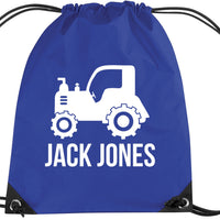 Personalised Tractor with Name Drawstring Bag