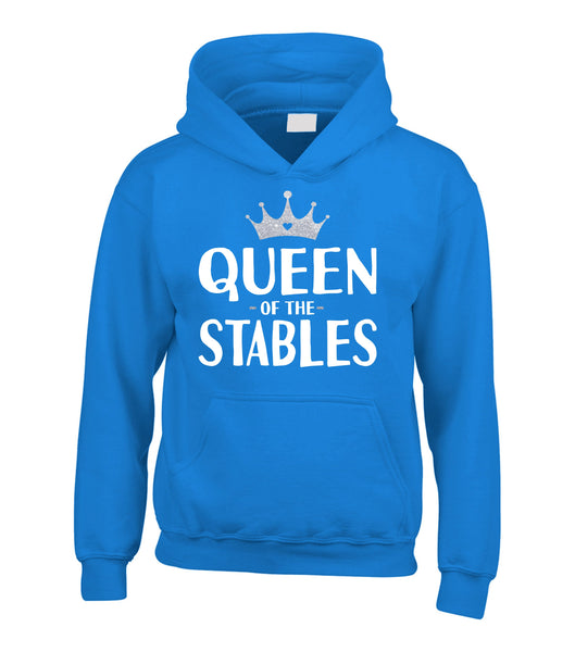Queen of the Stables Hoodie with White and Silver Glitter Print