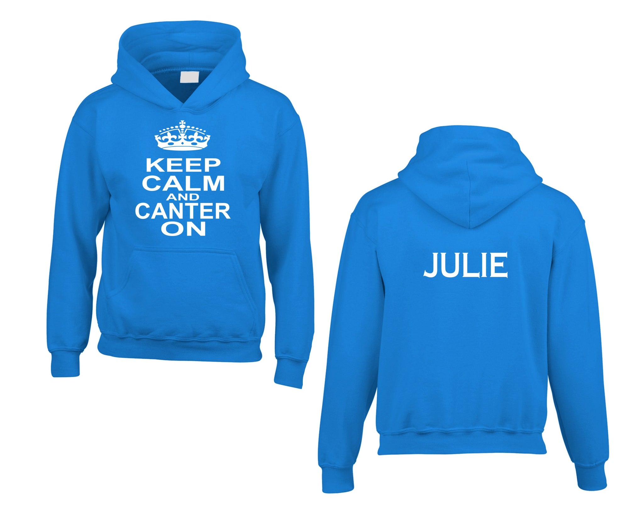 Personalised Keep Calm and Canter On Hoodie with Name on the Back