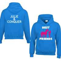 Personalised Best Friends Horsey Hoodie with 2 Names on Back