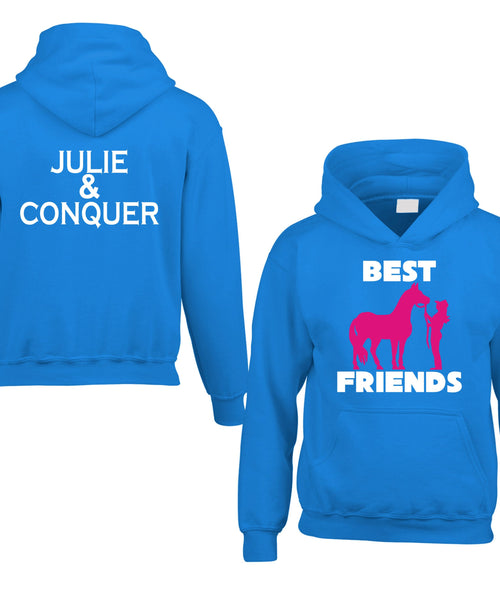 Personalised Best Friends Horsey Hoodie with 2 Names on Back