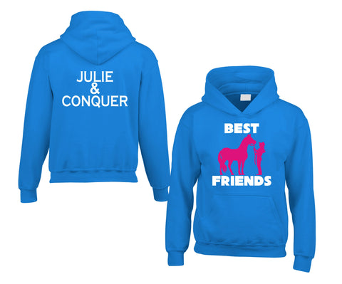Personalised Best Friends Horsey Hoodie with 2 Names on Back