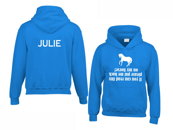 Personnalisé si vous pouvez lire ce sweat à capuche Horsey avec nom sur le dos 