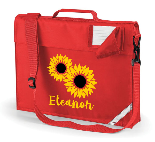 Personalised Sunflower Bookbag with Yellow Print