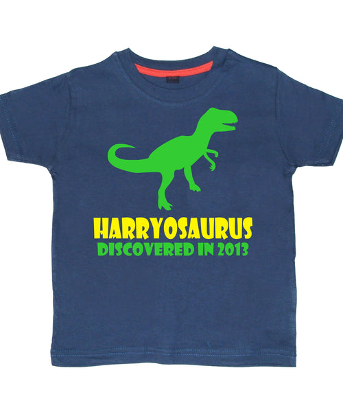 Personalised Name-osaurus Children's T-Shirt with Name and Year