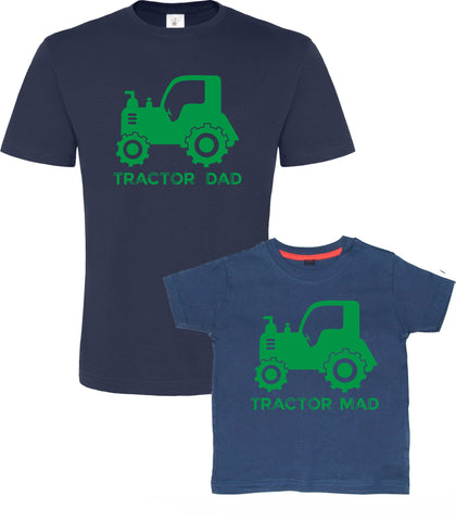 Tractor Dad and Tractor Mad T Shirt Set