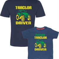 Ensemble t-shirt conducteur de tracteur bleu marine et futur conducteur de tracteur