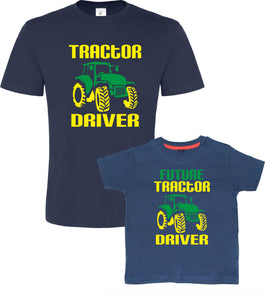 Navy Tractor Driver & Future Tractor Driver T-Shirt Set
