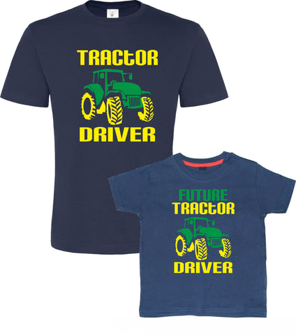 Ensemble t-shirt conducteur de tracteur bleu marine et futur conducteur de tracteur