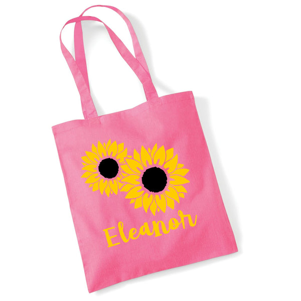 Personalised Sunflower Tote Bag with Yellow & Black Print