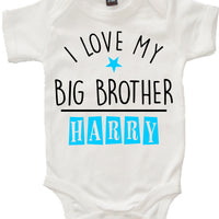 Personalised 'I Love My Big Brother' Custom Baby Bodysuit with Name!