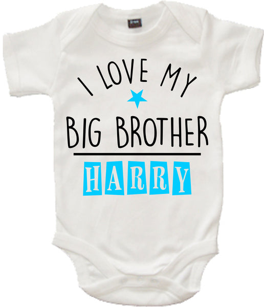 Personalised 'I Love My Big Brother' Custom Baby Bodysuit with Name!